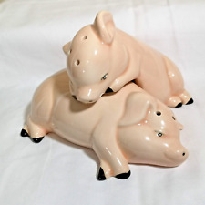 Vintage Rob Roy Salt and Pepper  Shakers Snuggling / Hugging Pig  set Ceramic picture