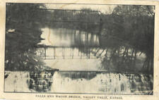 Valley Falls,KS Falls and Wagon Bridge Jefferson County Kansas Postcard Vintage picture