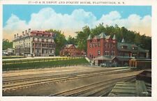 Railroad Depot & Foquet House, Plattsburgh, New York NY - c1920 Vintage Postcard picture
