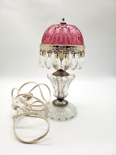 Vtg Michelotti Lamp Pink Cranberry Glass Prism Boudoir Princess 10 inch COMPLETE picture