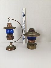 Lot Of 2 Vintage Colbalt Miniature Oil Lanterns Rare picture