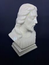 Vintage Holland Mold Ceramic Jesus Christ Statue Bust Iridescent White picture