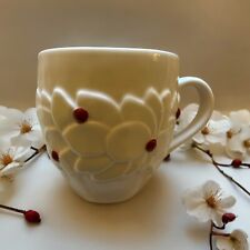 Starbucks 2004 Embossed White & Red Floral Holiday Mug Coffee Cup 16 oz. picture