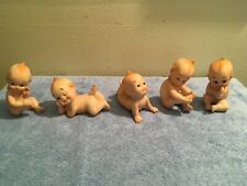 Vintage 1950's Bisque Kewpie Doll Babies With Blue Angel Wings - Lot of 5 picture