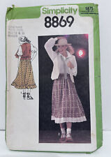 Cut Simplicity 8869 Junior Sz 13 & 15 Skirt Tie Vest  Vintage 70’s Retro picture