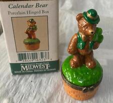 Porcelain Hinged Box March Calendar Bear Midwest PHB  Luck of the Irish NEW IB picture