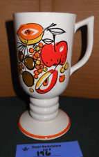 Vintage Retro Footed Coffee Mug Yellow White Orange Fruit Design Cup  picture