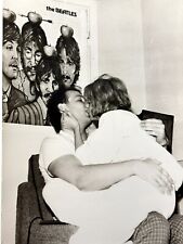 1970s Hot Kiss Love Couple Handsome Men and Pretty Young Woman Vintage B&W Photo picture