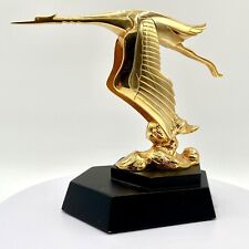 Rare 1987 Franklin Mint Hispano Suiza Gold Hood Ornament Statue Mascot Stork picture
