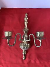 Brass Antique Gold Metal Two Arm Wall Sconce Candle Holder Double Dual Votive picture