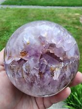93.8mm Amethyst Citrine Geode Sphere Large with Beautiful Druzy Teeth picture