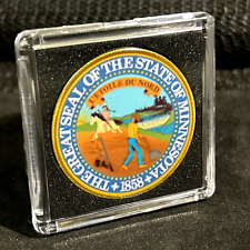 Great State of MINNESOTA State Seal Colorized Collectible Challenge Coin W CASE picture