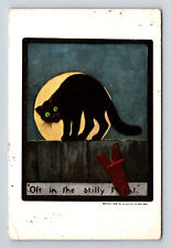 Ullman Black Cat Oft in the Stilly Night Full Moon COLORGRAVURE Postcard picture