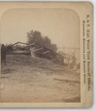 Ferry at Jim River Wrecks of the Bridge Elmer & Tenney Stereoview  1881 picture