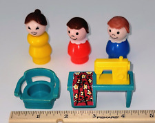Vintage Fisher Price Turquoise Sewing Machine With A Chair & 3 Litttle People picture