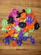 Lot of Halloween Plastic Rings Cupcake Cake Topper Kids Bat Witch Skull Spider picture