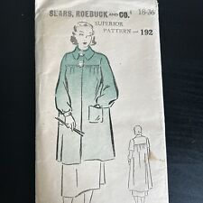 Vintage 1940s Superior 192 Gathered Smock w/ Collar Sewing Pattern 18-36 USED picture