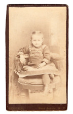 PORT JERVIS N. Y.  1870s 1880s Victorian Young Girl Gilt Chocolate CDV by SEEGER picture
