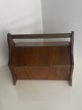 Vintage Wooden Box Small, Double Hinge Lid & Handle Sewing Box picture