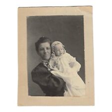 Adorable 1900s Photo Woman Holding Baby Mother Edwardian Portrait picture