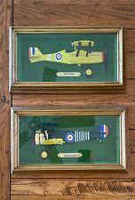 Two Vintage WWI Aircraft Framed 3D Shadow Box Framed Art picture