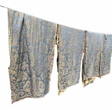 Four Antique Damask Curtain Panels For Repair-Linings All Torn 80x23” picture
