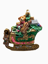 FITZ AND FLOYD  Blown Glass Florentine Christmas Sleigh With Toy Bag Ornament picture