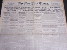 1919 AUGUST 27 NEW YORK TIMES - SHOPMEN REJECT WILSON OFFER - NT 6963 picture