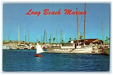 c1950's Long Beach Marina Yacht Moorings In Alamitos Bay California CA Postcard picture