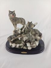  Winter Majesty Wolf Wolves Pups Family Den Sculpture On Wood Base picture