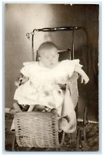 c1910's Cute Baby On Stroller Studio Portrait RPPC Photo Antique Postcard picture