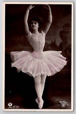 Beautiful Ballerina with Tiny Waist Pink and White RPPC 1908 Postcard E25 picture