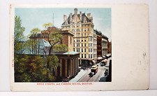 1904 Kings Chapel Parker House Boston ~ Horse Drawn Streetcars Vintage Postcard picture