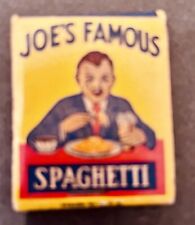Joe’s Famous Spaghetti Ashland Ky EST. 1921 Advertising Vintage 50’s Matchbook picture