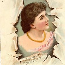 1880s McLaughlin's XXXX Coffee Woman Gold Necklace picture