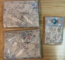 Vintage Jcpenney Full Flat Fitted Pillowcases Sheet Set Glenmere Floral 80s picture