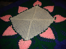 Vintage Large Crochet Doiley Table Topper 39x43  Green Cream Pink Grape Clusters picture