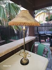 vintage brass frederick cooper table lamp with beaded lamp shade in good conditi picture