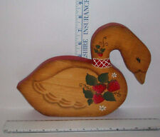Vintage Cottage Core Wooden Painted Cut Out Swan Shelf Sitter By Rita Art picture