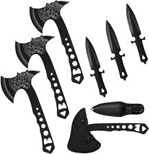 Set of 6 Full Tang Stainless Throwing Axes Tomahawks Set w/Bottle Opener &Sheath picture