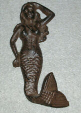 Vintage Cast Iron Mermaid Wall Art Figure Sculpture Siren Sea Nymph Nereid picture
