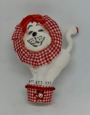 Flocked Circus Ornament White Lion Christmas Vintage 60s 70s picture