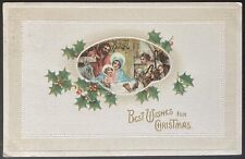 CHRISTMAS POSTCARD C.1915 (M39)~EMBOSSED “BEST WISHES FOR CHRISTMAS” picture