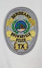 BROWNSVILLE, TX. TEXAS SERGEANT POLICE PATCH - NICE SILVER/GOLD - NEW CONDITION picture