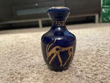 Vintage Small Cobalt Blue And Gold Animal Design On Vase picture