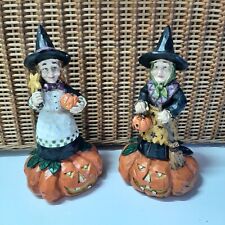 Set Of 2 Vintage Christmas Tree Shops Pumpkin Witch Figurines (Nantucket) 7”  picture