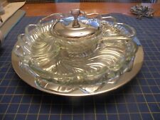 Vintage Kromex Lazy Susan Party Platter Glass & Chrome Serving Bowl/Dishes picture