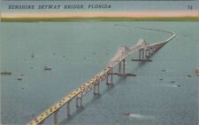 Sunshine Skyway Bridge Florida Linen Vintage Post Card picture