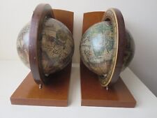 Old World Globe Bookends - Wood, w/Rotating Globes - 6 1/2