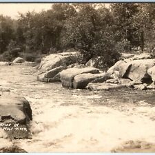 c1910s Wolf River, WI Rapids RPPC Indian Reservation Man Fish Photo A101 picture